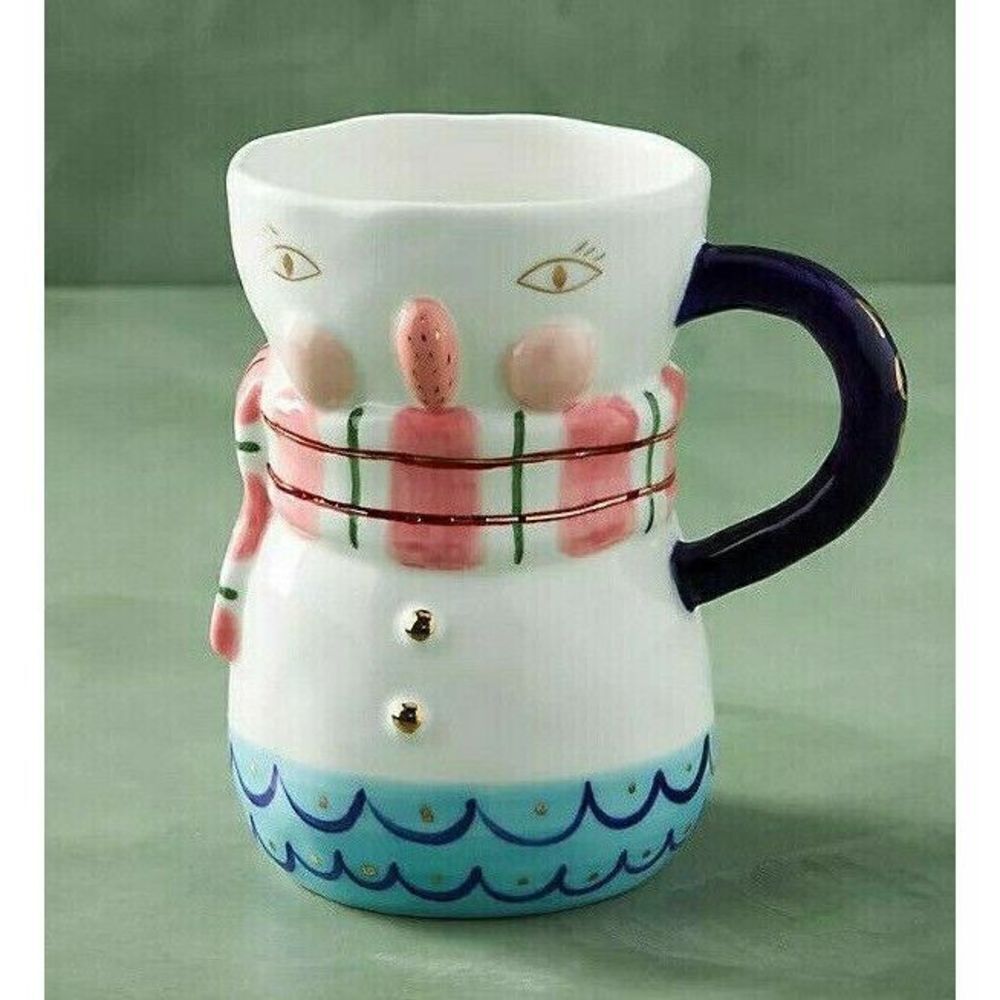 Anthropologie BirdCanFox Snowman Mug Coffee Tea Latte Bird Can Fox Holiday NEW